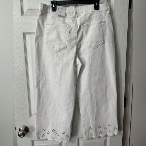 NWT Croft & Barrow Mid-Rise Cropped White Pants Jeans Plus Size 16 Eyelet Hem - Picture 5 of 11